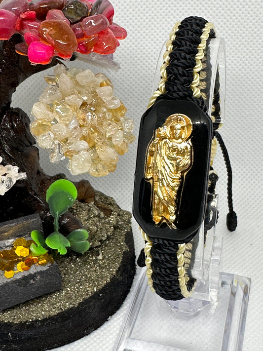 San Judas Tadeo Pulsera de tejido doble